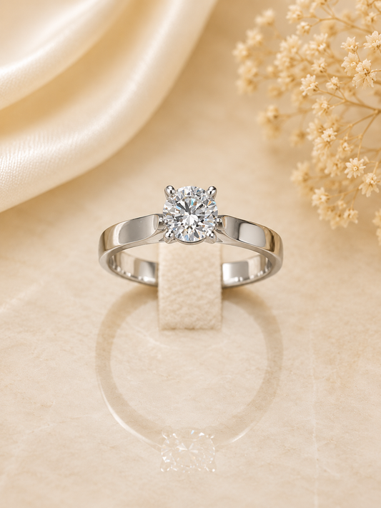 Anello ring solitario diamante 0.70ct G SI1 oro bianco 18kt white gold