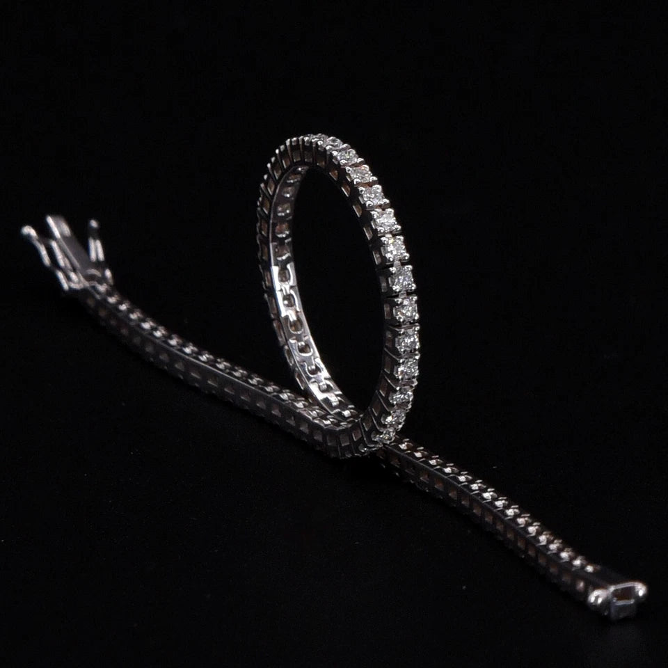 Bracciale tennis griffe oro bianco 18kt 2.60ct F VVS