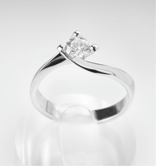 Anello solitario Valentino diamante 0.40ct F VVS oro bianco 18kt