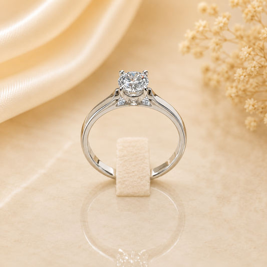 Anello ring solitario diamante 0.70ct G SI1 oro bianco 18kt white gold