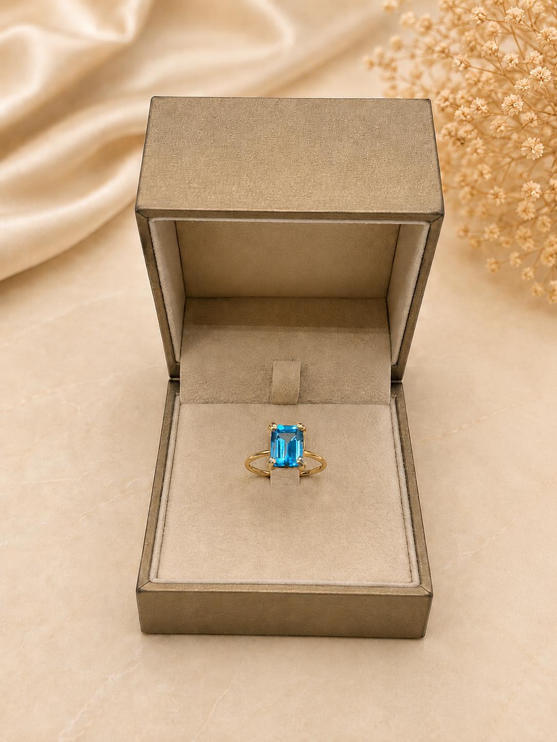 Anello oro giallo 18kt 2,70 gr. e Topazio London 1,70 ct.
