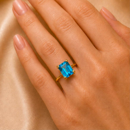 Anello oro giallo 18kt 2,70 gr. e Topazio London 1,70 ct.