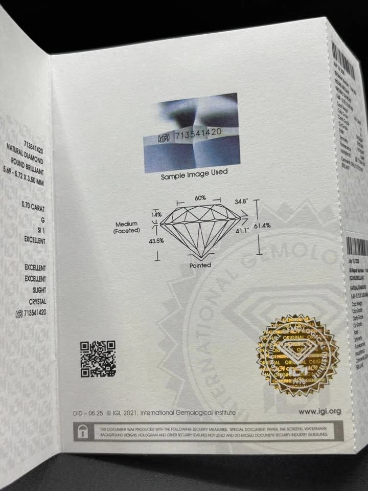 Collana necklace punto luce diamante 0,70ct G SI1 oro bianco 18kt white gold