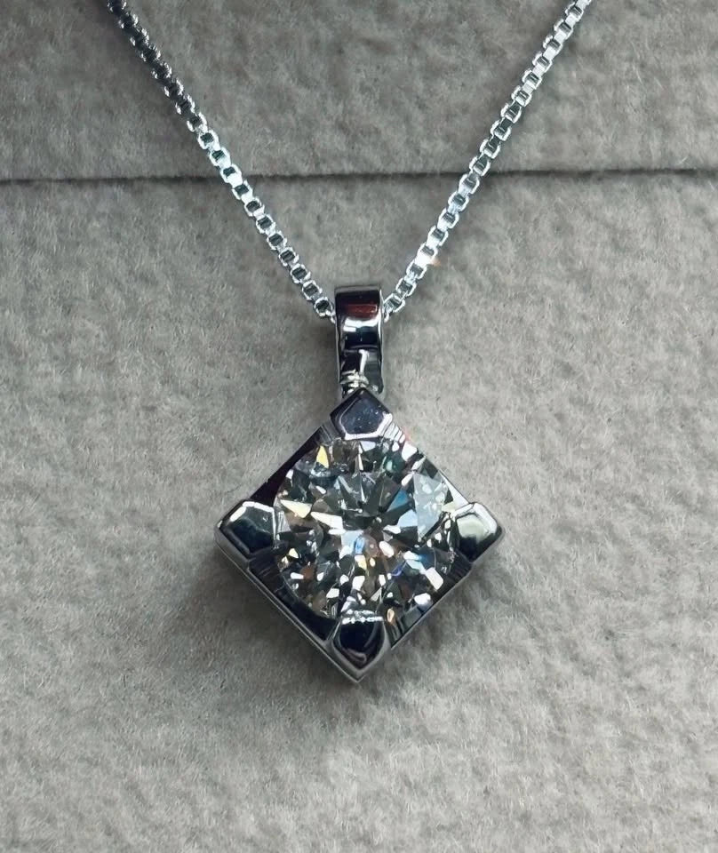Collana necklace punto luce diamante 0,70ct G SI1 oro bianco 18kt white gold