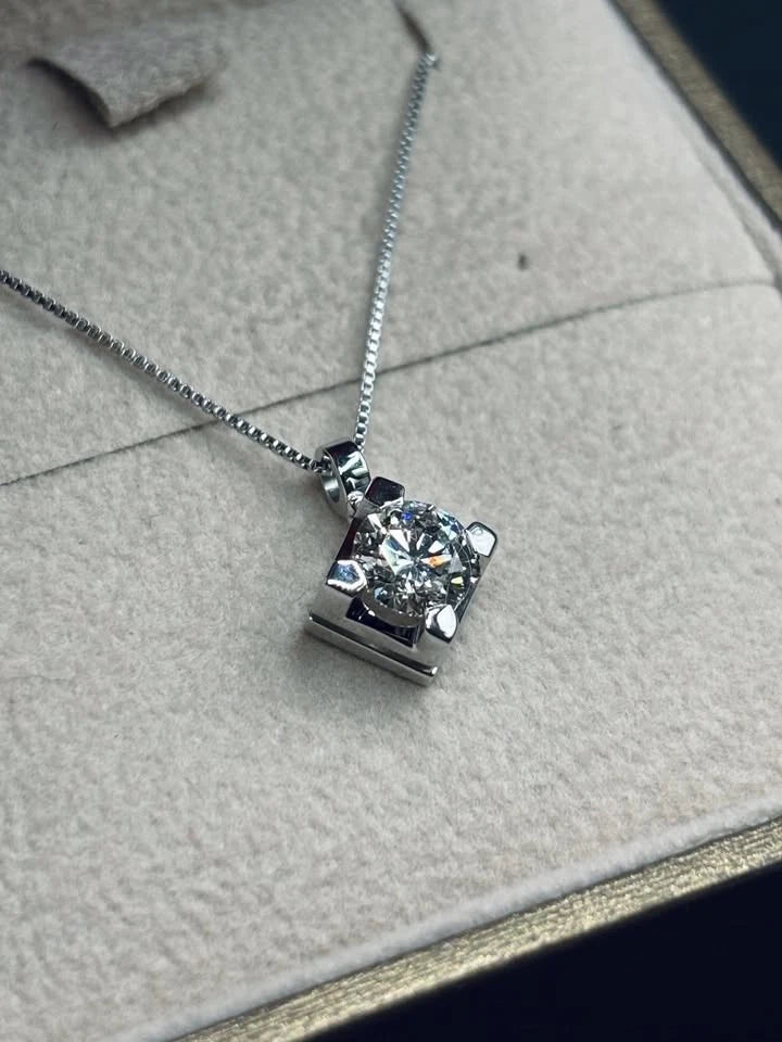 Collana necklace punto luce diamante 0,70ct G SI1 oro bianco 18kt white gold