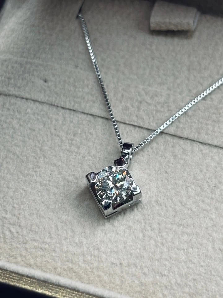 Collana necklace punto luce diamante 0,70ct G SI1 oro bianco 18kt white gold