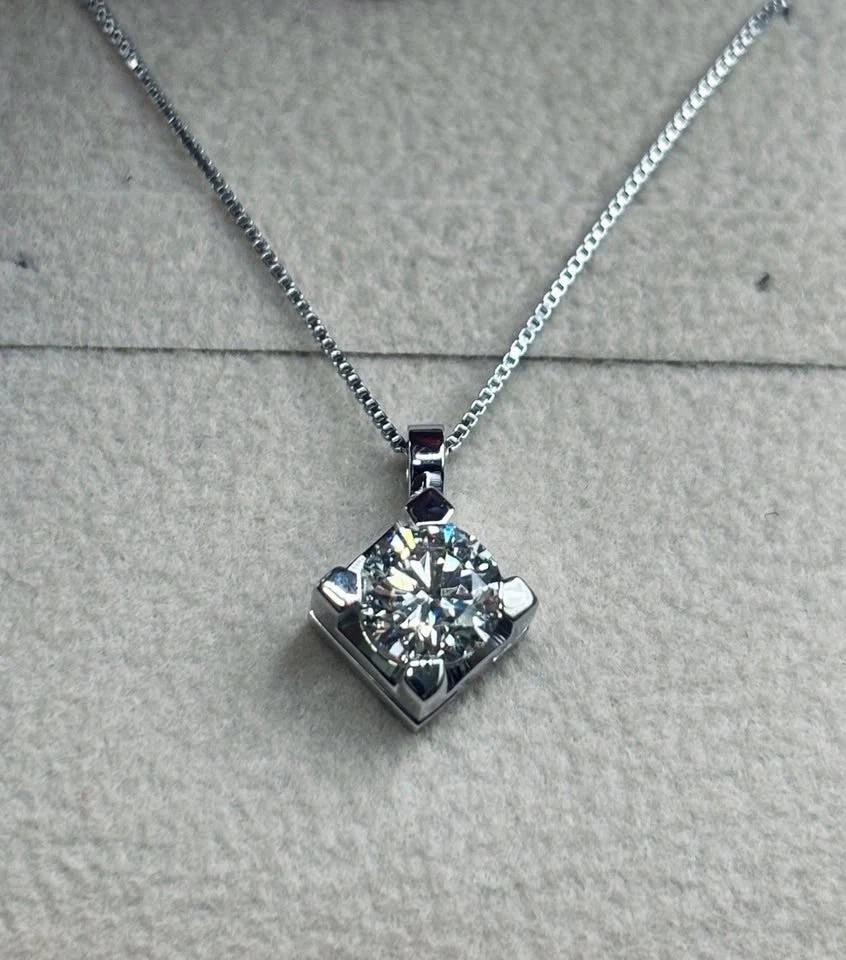 Collana necklace punto luce diamante 0,70ct G SI1 oro bianco 18kt white gold