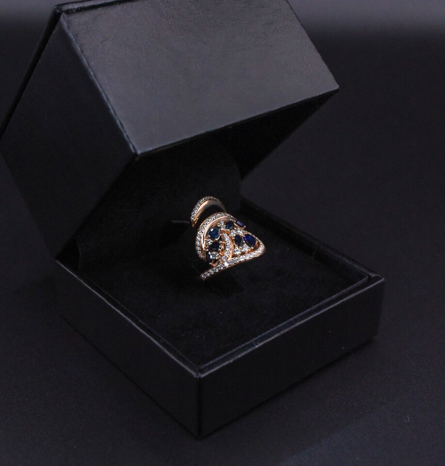 Anello zaffiri 1,15 ct diamanti 0.86 F VVS 12,3 gr oro rosa 18kt