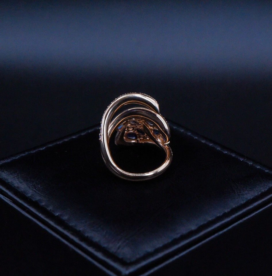 Anello zaffiri 1,15 ct diamanti 0.86 F VVS 12,3 gr oro rosa 18kt