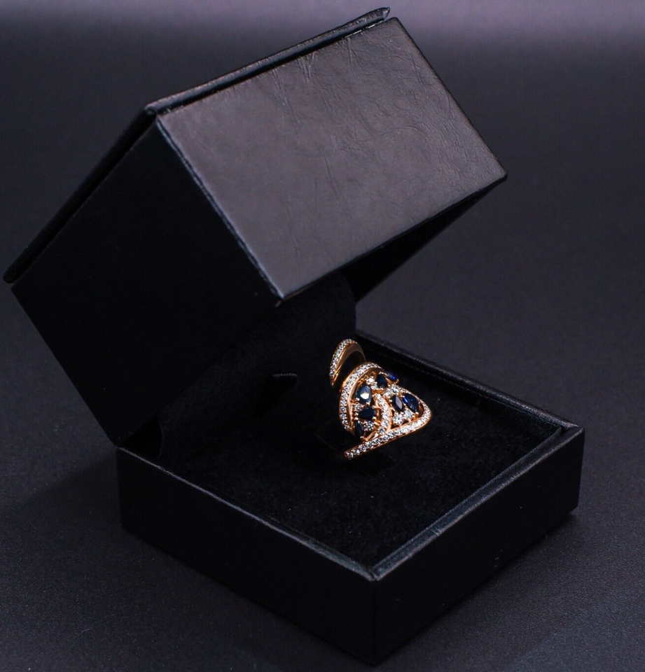 Anello zaffiri 1,15 ct diamanti 0.86 F VVS 12,3 gr oro rosa 18kt